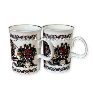 (2) vtg Gucci Baroque Floral Fine Bone China Mugs